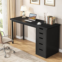 Bureau d'ordinateur moderne avec 5 tiroirs réversibles, table d'écriture écologique de 47 pouces avec structure métallique pour bureau à domicile