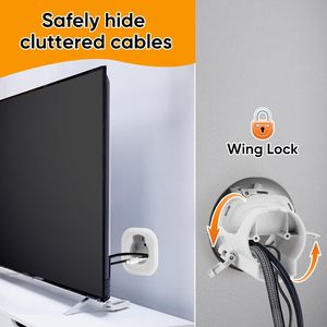 Kit di gestione cavi per <span class=keywords><strong>TV</strong></span> a parete con <span class=keywords><strong>presa</strong></span> di alimentazione e accessorio per trapano a tazza, nascondi-cavi in plastica per <span class=keywords><strong>TV</strong></span> - Product Image 3