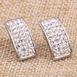 Pendientes Geométricos Rectangulares con Diamantes de 9 mm, Acero Inoxidable, Color Blanco, para Uso Diario - Product Image 5