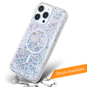 KINGSOUL Strong Magnet <b>Wireless</b> <b>Charging</b> TPU Shockproof Phone <b>Cases</b> Glitter Design for Multiple Brands-Mobile Phone <b>Cases</b> - Product Image 2