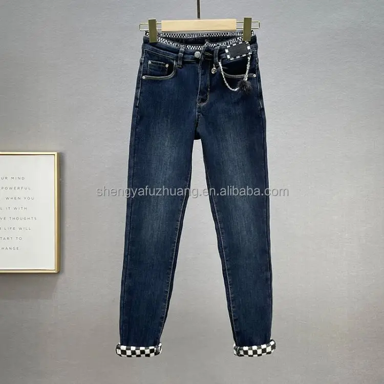 Wholesale Ladies Jeans New Korean fashion women's elastic jeans Women High Waist Vintage Slim Jeans For Lady