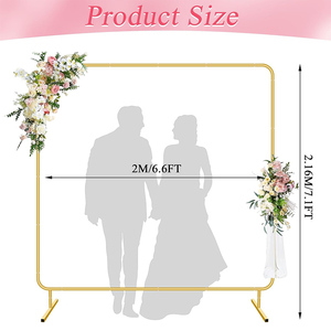 <span class=keywords><strong>Support</strong></span> métallique pour arche de mariage, kit de cadre carré doré pour arche de ballons, <span class=keywords><strong>support</strong></span> de rideau floral, hauteur 6 pieds, durable pour mariage - Product Image 6