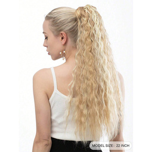 Cola de Caballo Sintética Ondulada de 55cm, Fibra Resistente al Calor, Extensiones de Cabello para Mujer - Product Image 4