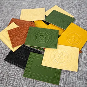 Embossed Design Custom Color PU Jeans Leather Patch For Clothing