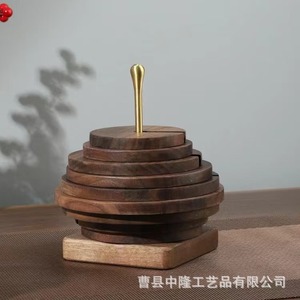 Posavasos de Madera de Nogal, Alfombrilla Aislante de Calor, Forma Irregular, Diseño Wabi Sabi, Decoración de Mesa - Product Image 5
