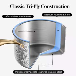 Juego de utensilios de cocina antiadherentes de acero inoxidable 304 de 3 capas, 10 piezas, sin revestimiento, para el hogar, olla para sopa, olla para leche, sartén - Product Image 3