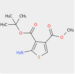 3-(terc-Butil) 4-metil 2-aminothiofeno-3,4-dicarboxilato, Polvo Orgánico con 95% de Pureza, Material Intermedio para Síntesis - Product Image 1