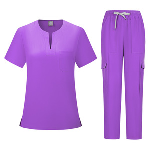 Unisex Scrub Set Short Sleeve Split Uniform Moisture Wicking For Medical Dental Veterinary Hospital Use - Product Image 3