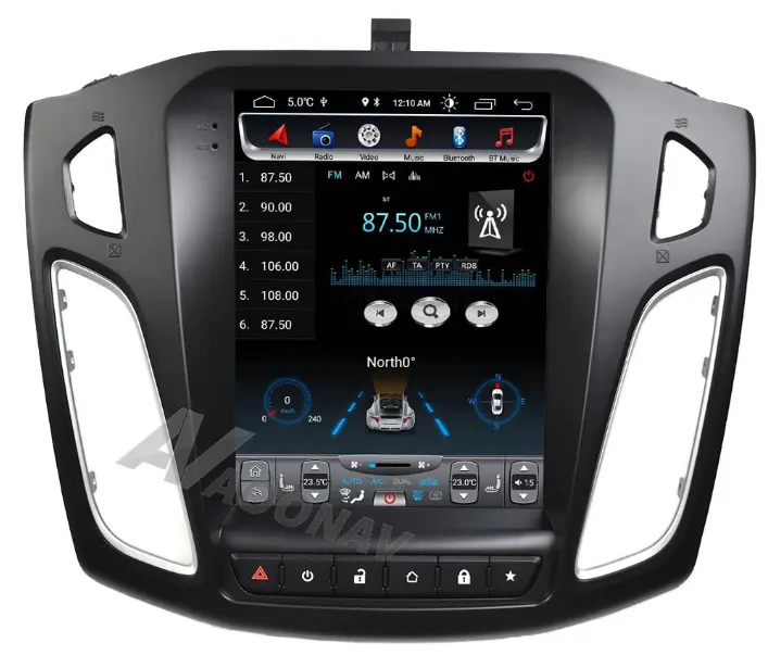 フォードフォーカス2012-2018カーオートラジオマルチメディアレコーダーヘッドユニット用Androidテスラスタイル垂直スクリーンGPSナビゲーション