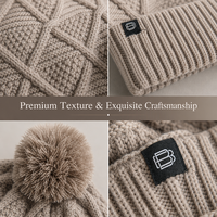 Casquette tricotée personnalisée tendance avec pompon et revers côtelé, bonnet chaud d'hiver 100 % acrylique unisexe pour après-ski et randonnée – Grande Vente