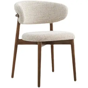 Moderner einfacher Massivholz-nordischer Stil leichter Luxus-Stoffs tuhl Wohnzimmer-Rückenlehnen stuhl Home Dining Room Chair