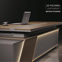 Bureau de direction de style industriel luxueux, bureau en bois de haute qualité, bureau en forme de L, bureau de PDG avec armoire latérale