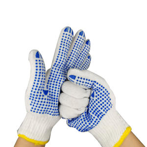 Gepunktete Arbeits handschuhe aus Baumwolle Bequeme und atmungsaktive rutsch feste einseitige PVC-zertifizierte EN388 für den Bau-günstig! - Product Image 1