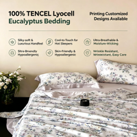 Parure de couette en lyocell d'eucalyptus tissé, motif végétal imprimé, moderne, écologique, 300 fils, garnissage en soie, toutes saisons
