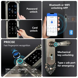 Khóa cửa thông minh sang trọng phong cách châu Âu chống nước, mở bằng vân tay, mật khẩu, chìa khóa, dành cho biệt thự, tích hợp ứng dụng Tuya - Product Image 2