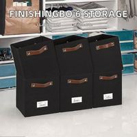 Lot de 6 cubes de rangement pliables avec poignées et porte-étiquettes, noir, 10,5*10,5*11 pouces, pour l'organisation de la maison et du placard