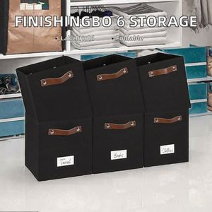 กล่องเก็บของพับได้ 6 ชิ้น พร้อมหูหิ้วและที่ใส่ป้ายสีดำ ขนาด 10.5*10.5*11 นิ้ว สำหรับจัดระเบียบตู้เสื้อผ้าและบ้าน - Product Image 6