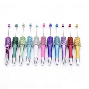 Stylo à bille multicolores avec paillettes et perles de diamant, personnalisable avec logo - Product Image 1