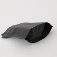 Pochette en papier kraft en plastique noir givré mat Valve à sens unique Emballage de sac de café à fond plat de haricot rôti