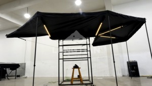Auvent de voiture XL 270 degrés à double poteau, semi-éclairé par LED, en Oxford 600D et PVC 1000G, avec pied réglable en forme de pignon de prune, 2M 2.5M, 8 couleurs, OEM, imperméable - Product Image 3