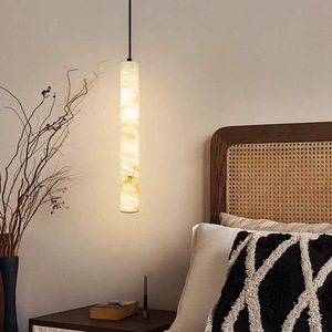 Suspension en albâtre simple led marbre blanc lustre de chevet moderne pour chambre à coucher - Product Image 4