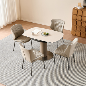 غرفة طعام حديثة فاخرة بطراز بسيط مع صفيحة صخرية صناعية سميكة طقم زين بسطح طاولة - Product Image 3