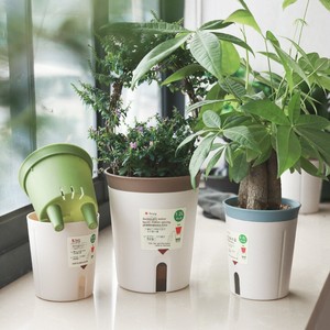 Pot de fleurs à arrosage automatique en résine plastique, grand, moyen, petit, rond, pour plantes d'intérieur, usage domestique - Product Image 2