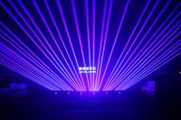 Projecteur laser RGBW 6 faisceaux DMX à commande vocale en aluminium, CRI 95 élevé, IP33, pour scène, bar, boîte de nuit, KTV, couleur pleine, vert, rouge, tête mobile
