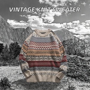 Pull-over homme ample et tendance à motif géométrique africain vintage rayé anti-plis pour l'automne et l'hiver - Product Image 2