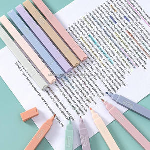6 stylos surligneurs double face Macaron <span class=keywords><strong>Pastel</strong></span> avec pointe biseautée souple et pointe fine, sans bavure, pour étudiants - Product Image 3