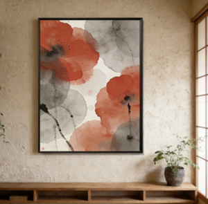 Arte de Pared en Lienzo con Diseño de <span class=keywords><strong>Amapola</strong></span> Roja China, <span class=keywords><strong>Pintura</strong></span> Floral Oriental Moderna para Decoración del Hogar, Sala de Estar y Dormitorio - Product Image 4