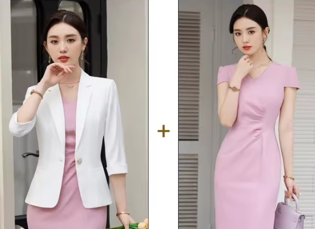 Blazer bianco + Gonna rosa