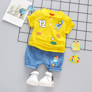 Conjuntos de Ropa de Dibujos Animados Japoneses para Bebés, Camisetas y Pantalones de Mezclilla Unisex, Venta al Por Mayor - Product Image 1