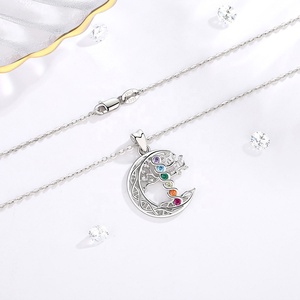 Colgante de árbol de la vida familiar de Circonia cúbica, collar de plata de ley 925, piedra de nacimiento - Product Image 2