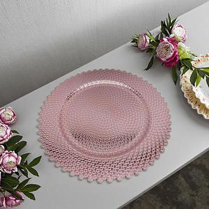 Assiettes de présentation électroplaquées pour décoration de table de mariage, modèles ronds martelés - Product Image 3