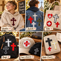 Lot de patchs brodés en gros, motifs chrétiens blancs et noirs, style gothique, à thermocoller ou à coudre, pour vestes, sacs et décoration DIY