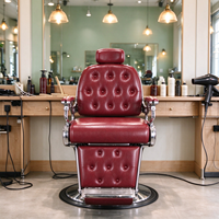 Fauteuil de Barbier de Luxe en Similicuir Marron, Mobilier de Salon Réglable en Hauteur, Inclinable, Moderne et Portable pour Usage Commercial