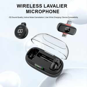 S40 High Quality Min Wireless Lapel <strong>Microphone</strong> with Charging Case Compartment with LED Display Mic for Video - Product Image 1