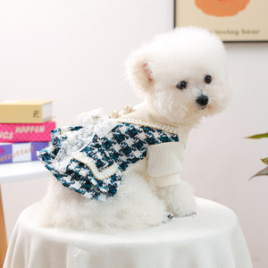 Nueva ropa de otoño/invierno para perros pequeños y cachorros, vestidos aristocráticos en tonos azules, cálidos y cómodos. - Product Image 2