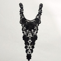 Nouvelle arrivée noir soluble dans l'eau v cou Applique dentelle pour robe africaine LT2313A