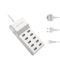Chargeur mural de bureau à haute vitesse 10 USB QC2.0 avec sortie 5V/2.4A Protection contre les courts-circuits pour téléphones mobiles
