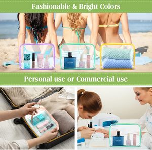 Neceser transparente Bolsa <span class=keywords><strong>de</strong></span> maquillaje cosmético aprobada por la TSA Bolsa <span class=keywords><strong>de</strong></span> viaje para llevar bolsas compatibles con la aerolínea del aeropuerto para mujeres y hombres - Product Image 4