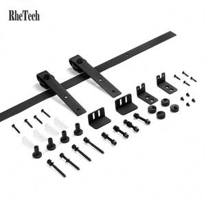 Kit de Ruedas para Puerta Corredera en Forma de J WEKIS de 6.6 Pies, Riel Deslizante de Acero al Carbono Negro, Herrajes para Puerta Corredera para Uso en Almacenes o Apartamentos - Product Image 3
