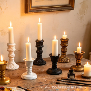 Juego de Candelabros de Resina Estilo Europeo, Acabado Dorado, Decoración para el Hogar, Centro de Mesa, Decoración para Bodas - Product Image 5