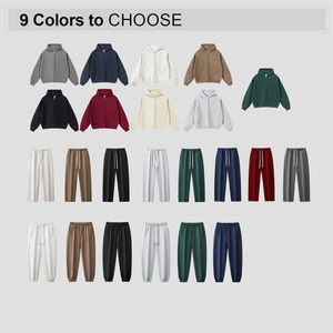 Custom Men S Fleece Vintage Tracksuit Set 350gsm Baggy Double Zip Hoodie And Sweatpants <strong>Suit</strong> - Product Image 2