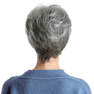 Pronto per la spedizione parrucche per capelli umani in misto grigio corto Pixie Cut per donne bianche Cosplay Daily Party - Product Image 4