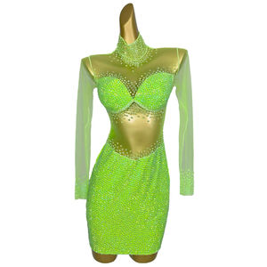 Elegante ver a través de diamantes de imitación cumpleaños boda cóctel Bodycon vestido de mujer traje cena vestido de graduación señoras fiesta Club vestido - Product Image 6