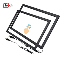 IR bingkai sentuh 23.8 "24" USB Panel layar sentuh inframerah, 3M ELO 24 inci Kit Monitor kios kaca antigores