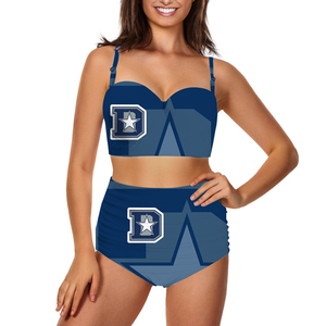 Nouveau maillot de bain deux pièces personnalisé à forte demande ensemble de bikini bandeau taille haute pour femmes populaire impression par sublimation léopard Paisley - Product Image 3