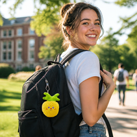 Zaves Lüks Çevre Dostu Dayanıklı Ananas Peluş Okul Sırt Çantası Sevimli Yumuşak Dolgulu Meyve Çantası Özelleştirilebilir Renkler Unisex